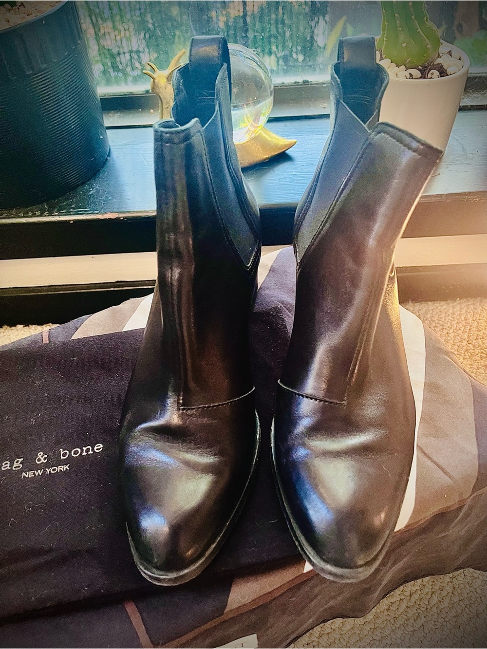 rag & bone Black Leather Chelsea Ankle Boots